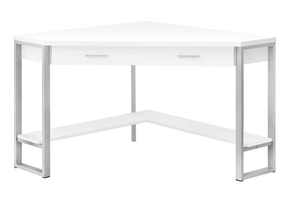 42" White and Silver Corner Computer Desk