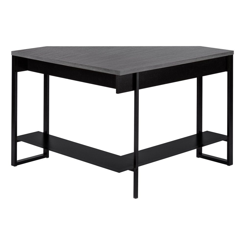 42" Gray and Black Corner Computer Desk