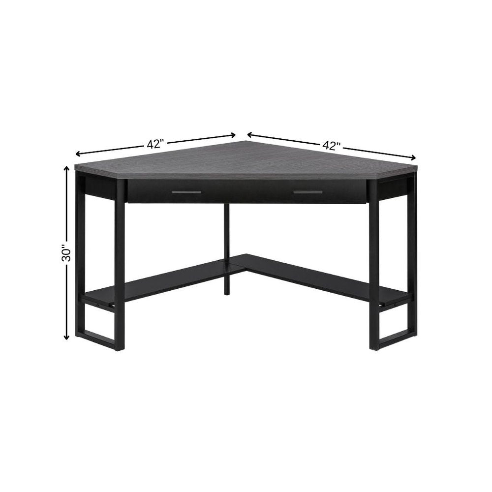 42" Gray and Black Corner Computer Desk