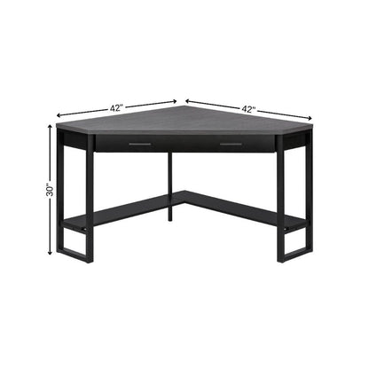 42" Gray and Black Corner Computer Desk