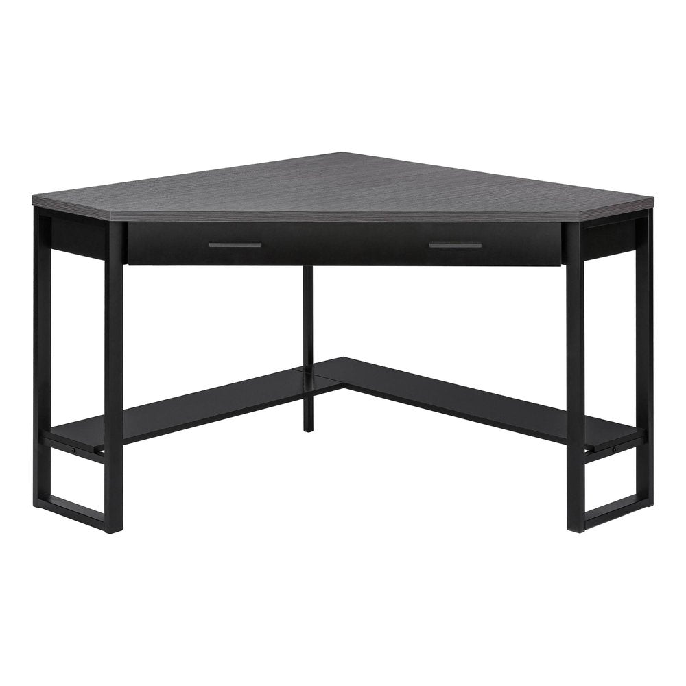 42" Gray and Black Corner Computer Desk