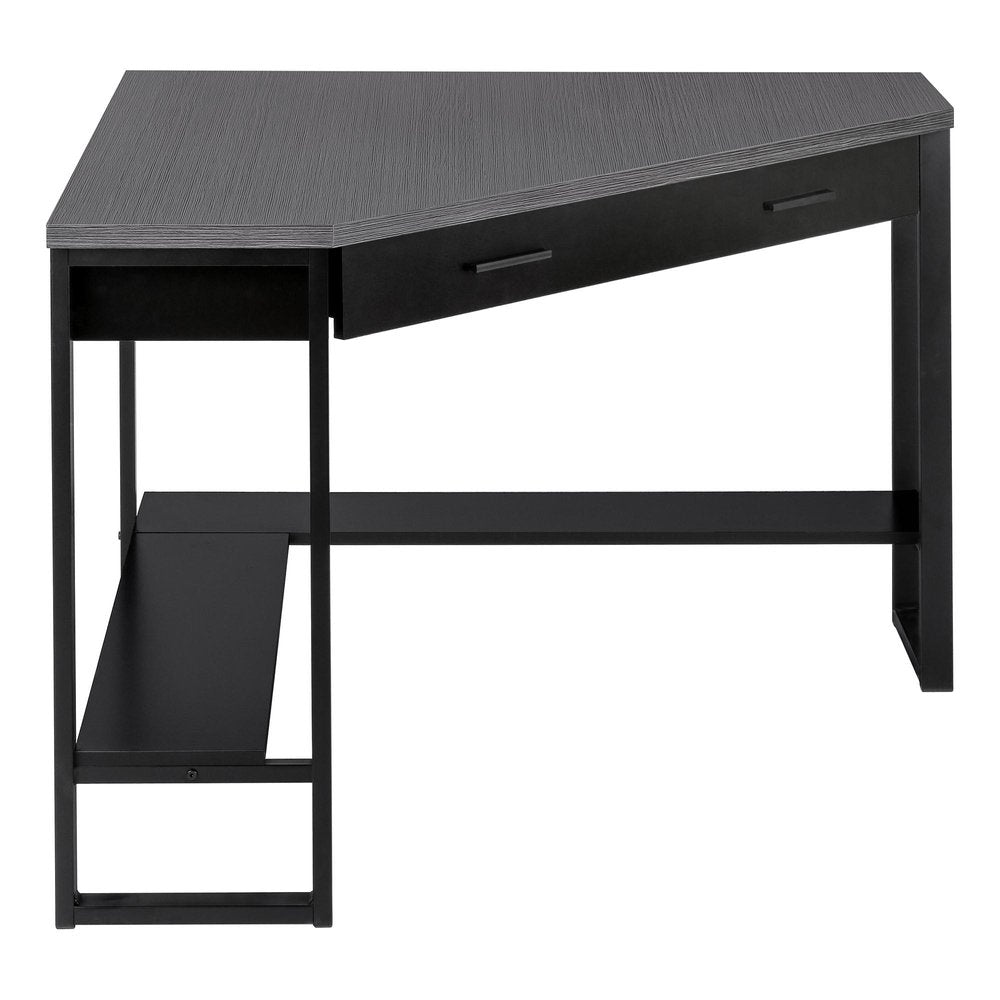 42" Gray and Black Corner Computer Desk