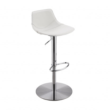 Adjustable Height White And Silver Steel Swivel Bar Height Bar Chair