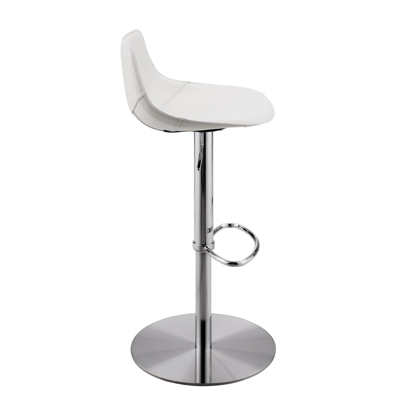 Adjustable Height White And Silver Steel Swivel Bar Height Bar Chair