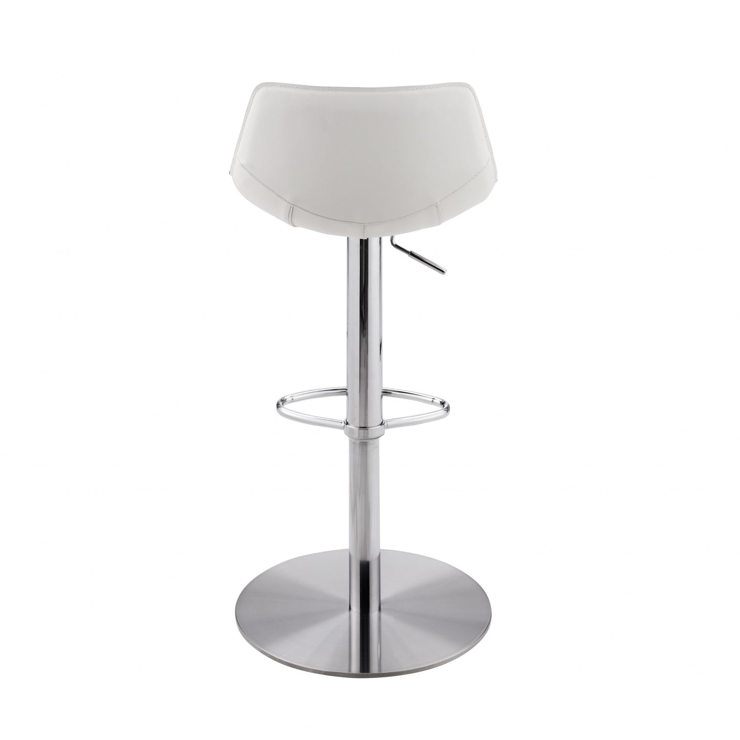 Adjustable Height White And Silver Steel Swivel Bar Height Bar Chair