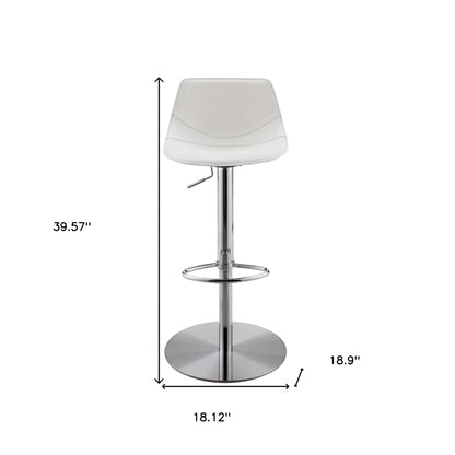 Adjustable Height White And Silver Steel Swivel Bar Height Bar Chair