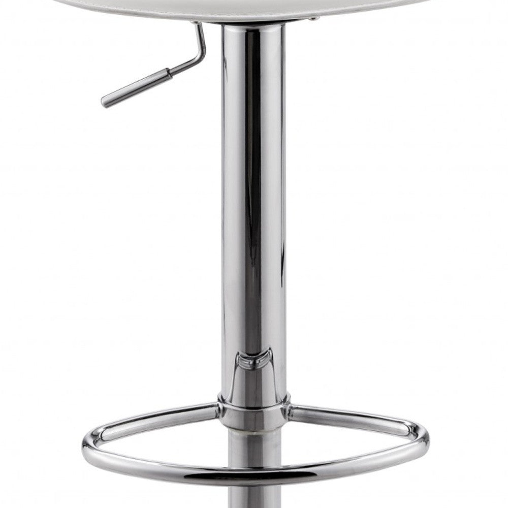 Adjustable Height White And Silver Steel Swivel Bar Height Bar Chair