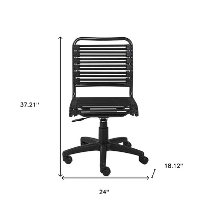 Black Adjustable Swivel Bungee Rolling Office Chair