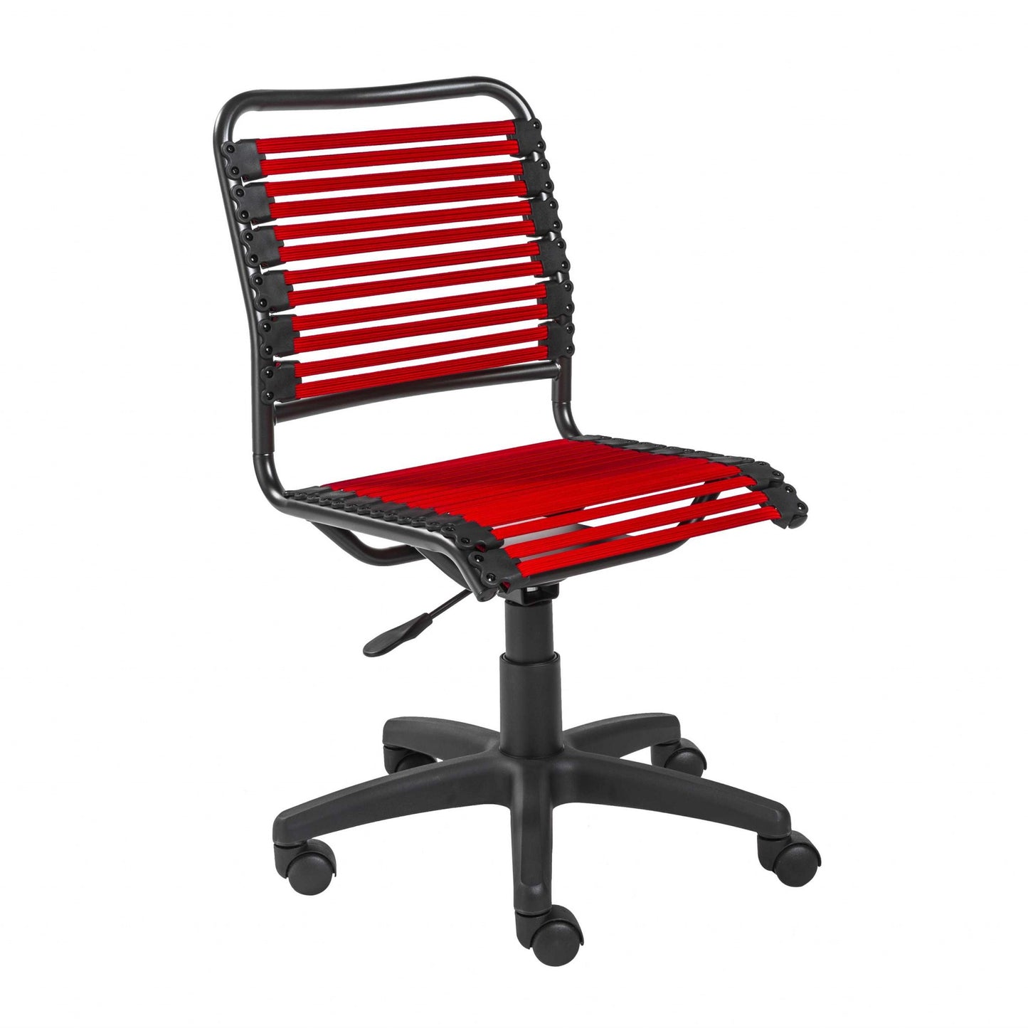 Red and Black Adjustable Swivel Bungee Rolling Office Chair