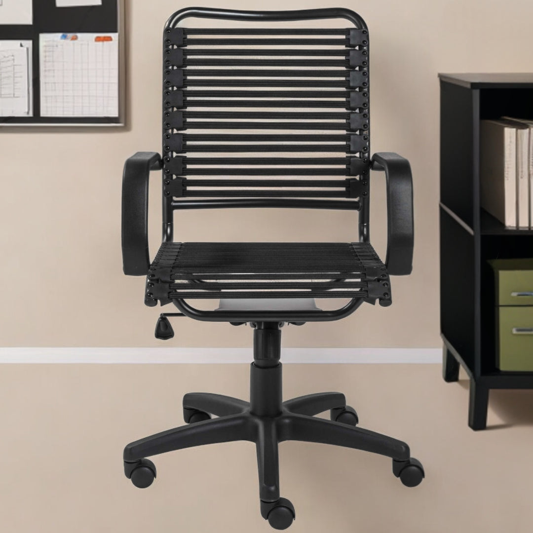 Black Adjustable Swivel Bungee Rolling Office Chair