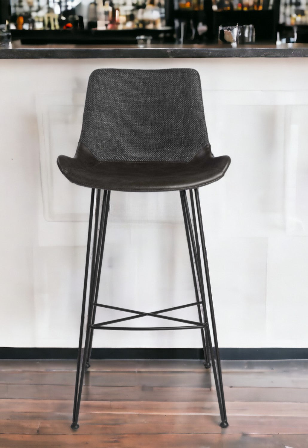 30" Gray Steel Bar Height Bar Chair