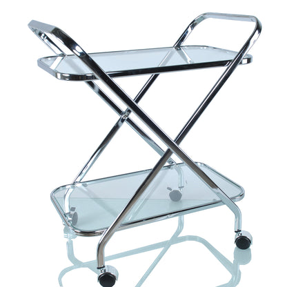 16.5" X 26.25" X 30.5" Chrome Xshape  Bar Cart