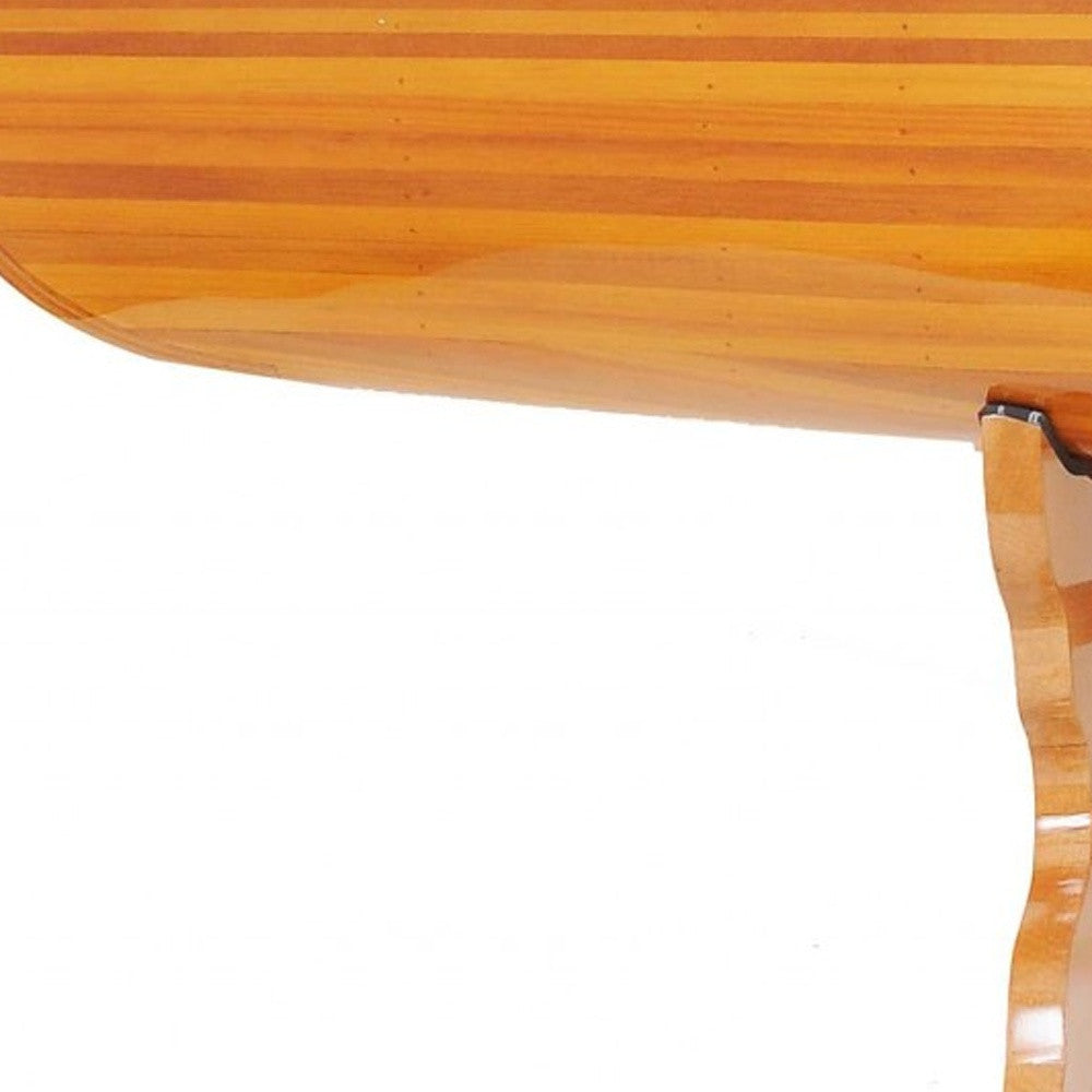 Natural Solid Wood and Glass Canoe Coffee Table