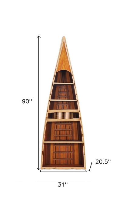 21" Wood Brown Solid Wood Six Tier Boat Bookcase