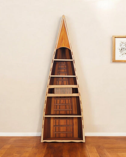 21" Wood Brown Solid Wood Six Tier Boat Bookcase