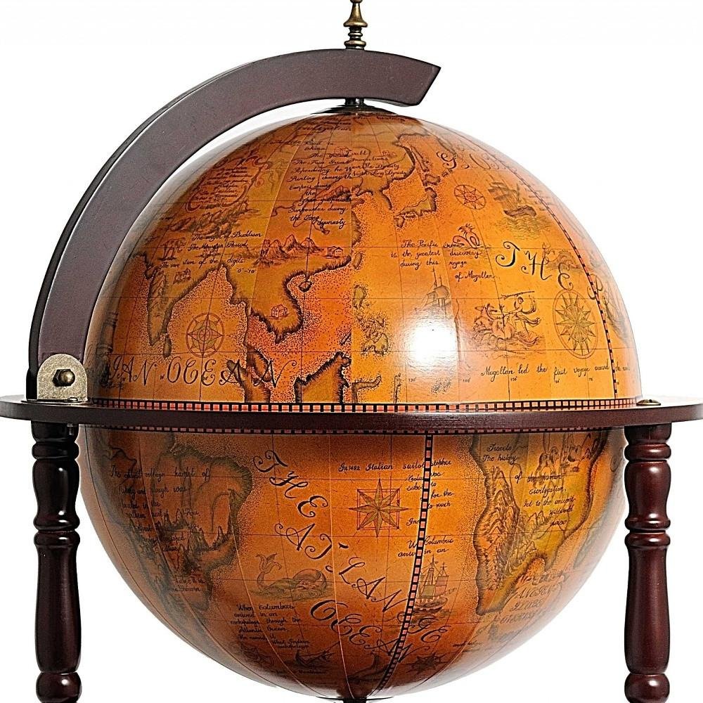 22" Brown Solid Wood Round Rolling Bar Cart