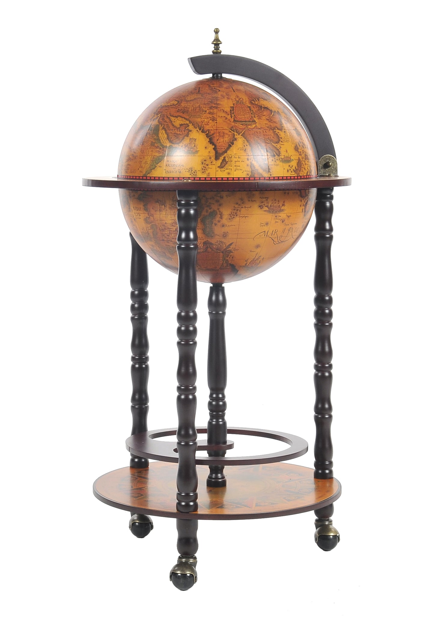 17" X 17" X 35" Globe Bar Table 330Mm 4 Legs Stand  Red