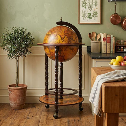 17" X 17" X 35" Globe Bar Table 330Mm 4 Legs Stand  Red