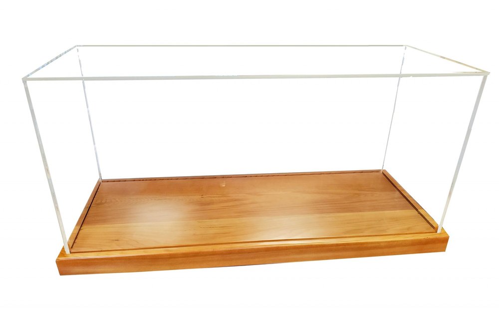 28" Wood Brown Glass Standard Display Stand