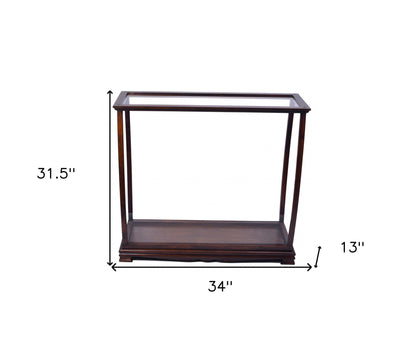 13" Dark Brown And Clear Glass Standard Display Stand