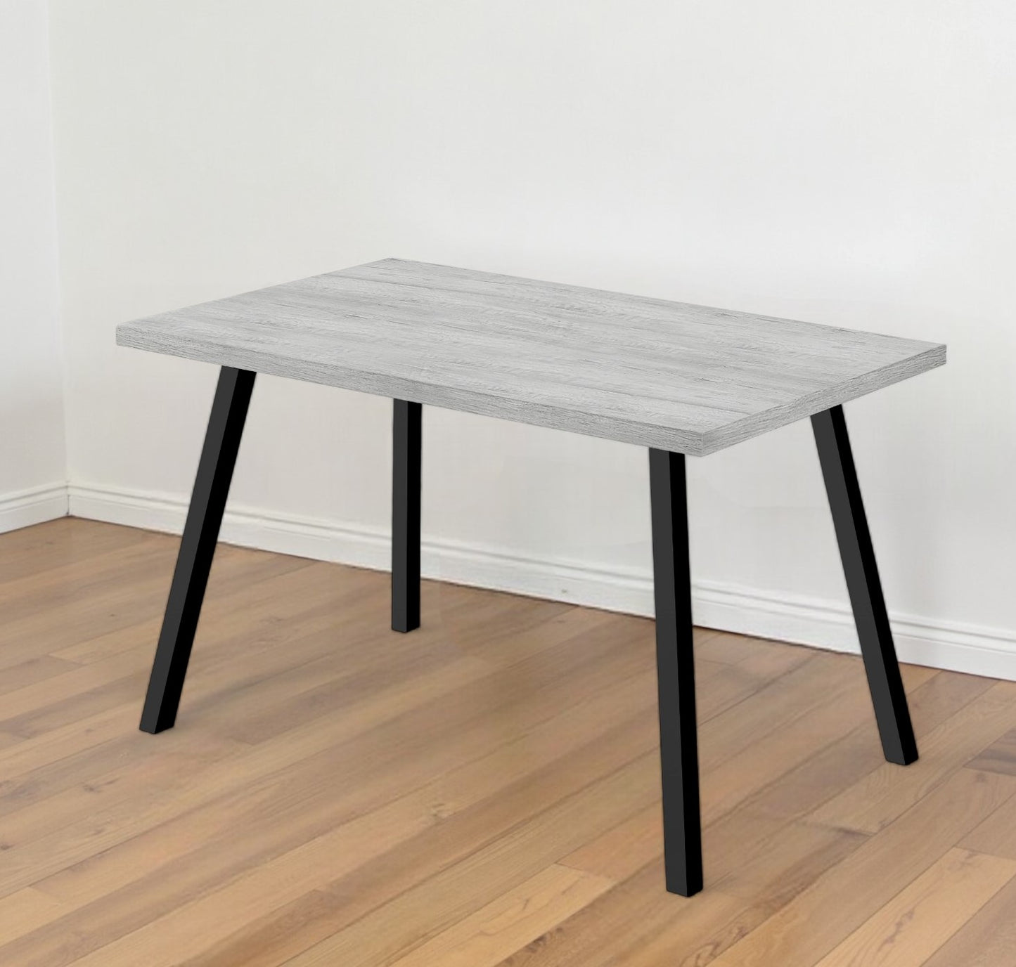 60" Gray And Black Metal Dining Table