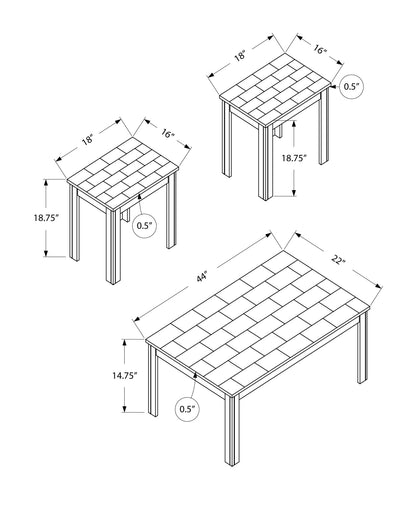 Set of Three 44" Black Coffee Table