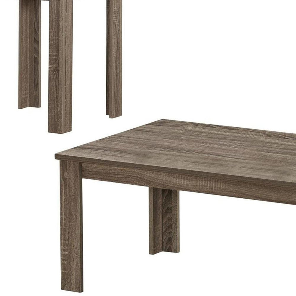 Set of Three 44" Taupe Coffee Table