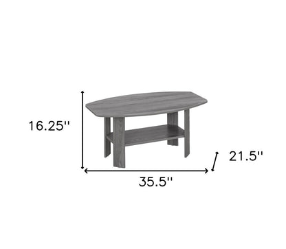 Set of Three 36" Gray Coffee Table With Shelf