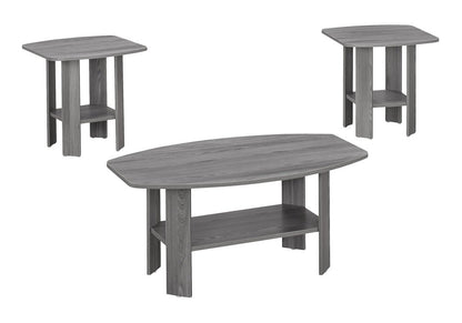 Set of Three 36" Gray Coffee Table With Shelf
