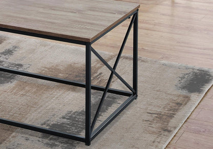 Set of Three 42" Beige And Black Metal Coffee Table