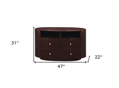 47" Dark Brown Cabinet Enclosed Storage TV Stand