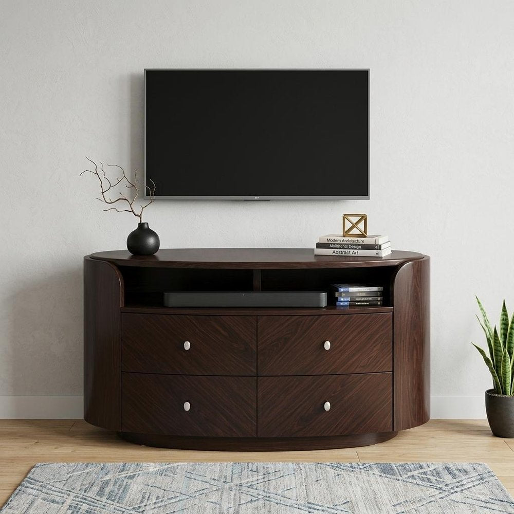 47" Dark Brown Cabinet Enclosed Storage TV Stand