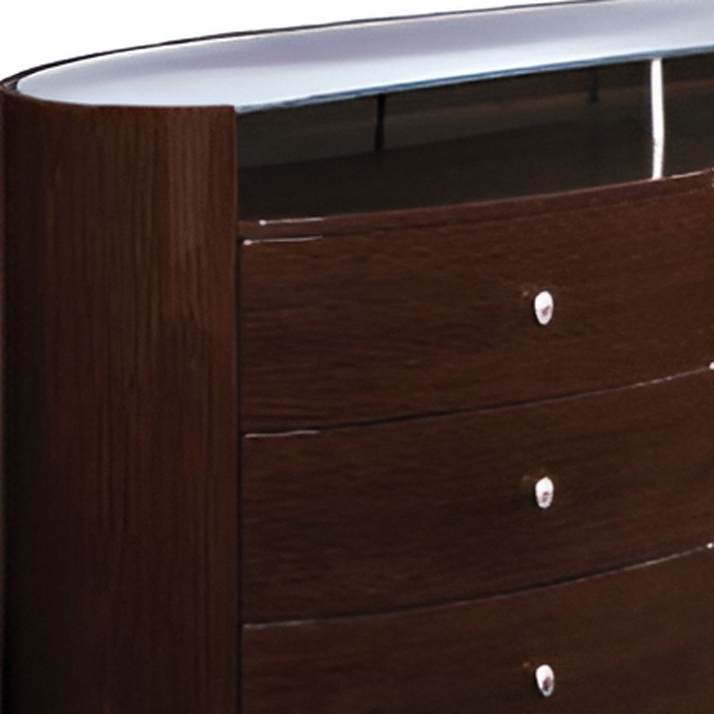 63" Brown Wood Six Drawer Dresser