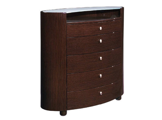 39" Brown Wood Five Drawer Dresser