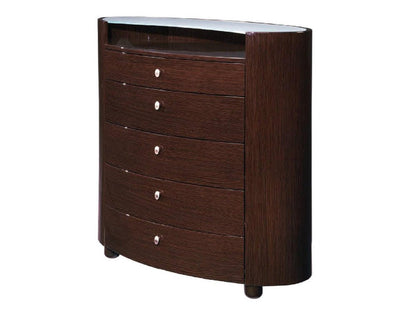 39" Brown Wood Five Drawer Dresser