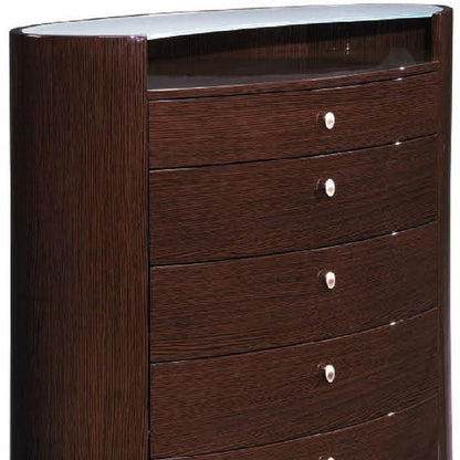39" Brown Wood Five Drawer Dresser