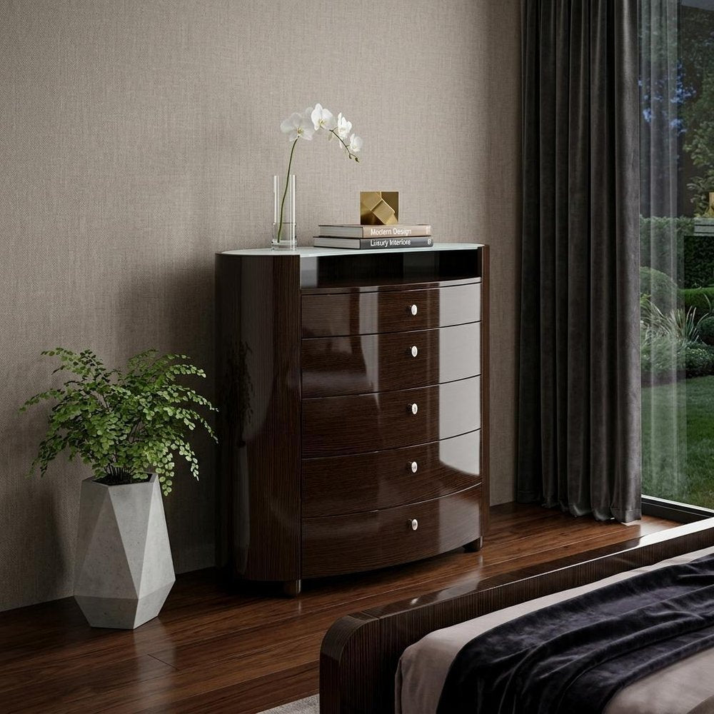 39" Brown Wood Five Drawer Dresser