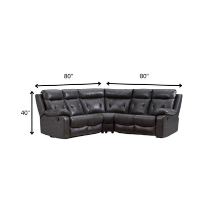 Dark Gray Polyester Blend Reclining U Shaped Three Piece Corner Sectional