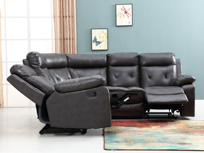 Dark Gray Polyester Blend Reclining U Shaped Three Piece Corner Sectional