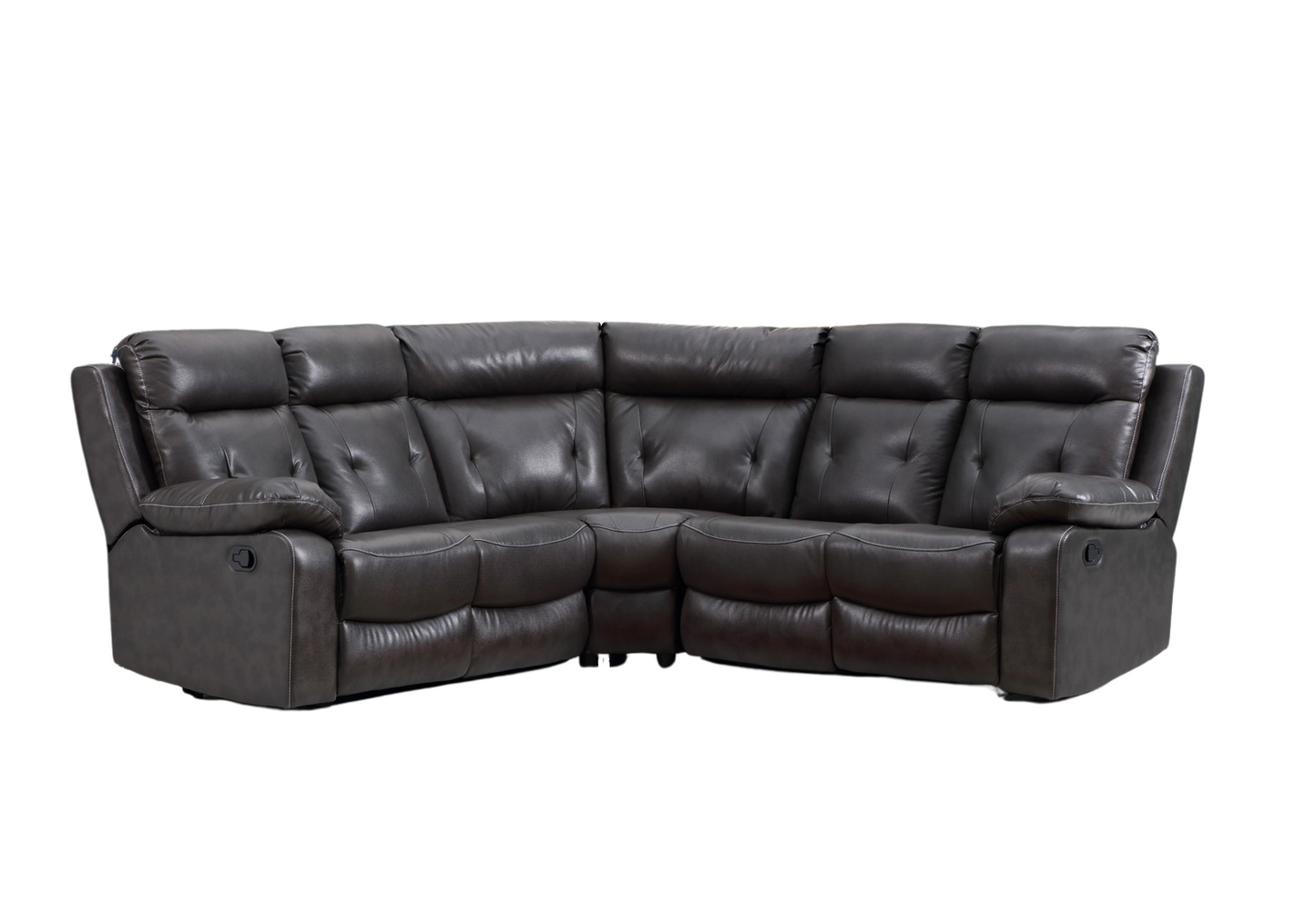 Dark Gray Polyester Blend Reclining U Shaped Three Piece Corner Sectional