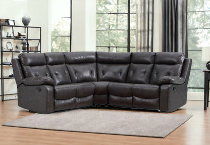 Dark Gray Polyester Blend Reclining U Shaped Three Piece Corner Sectional