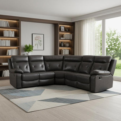 Dark Gray Polyester Blend Reclining U Shaped Three Piece Corner Sectional