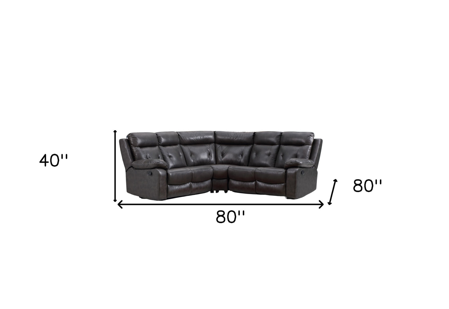 Dark Gray Polyester Blend Reclining U Shaped Three Piece Corner Sectional