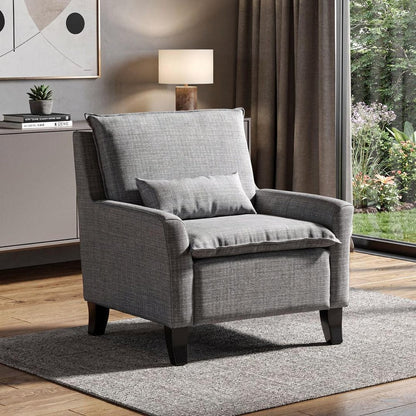 32" Gray And Black Fabric Arm Chair
