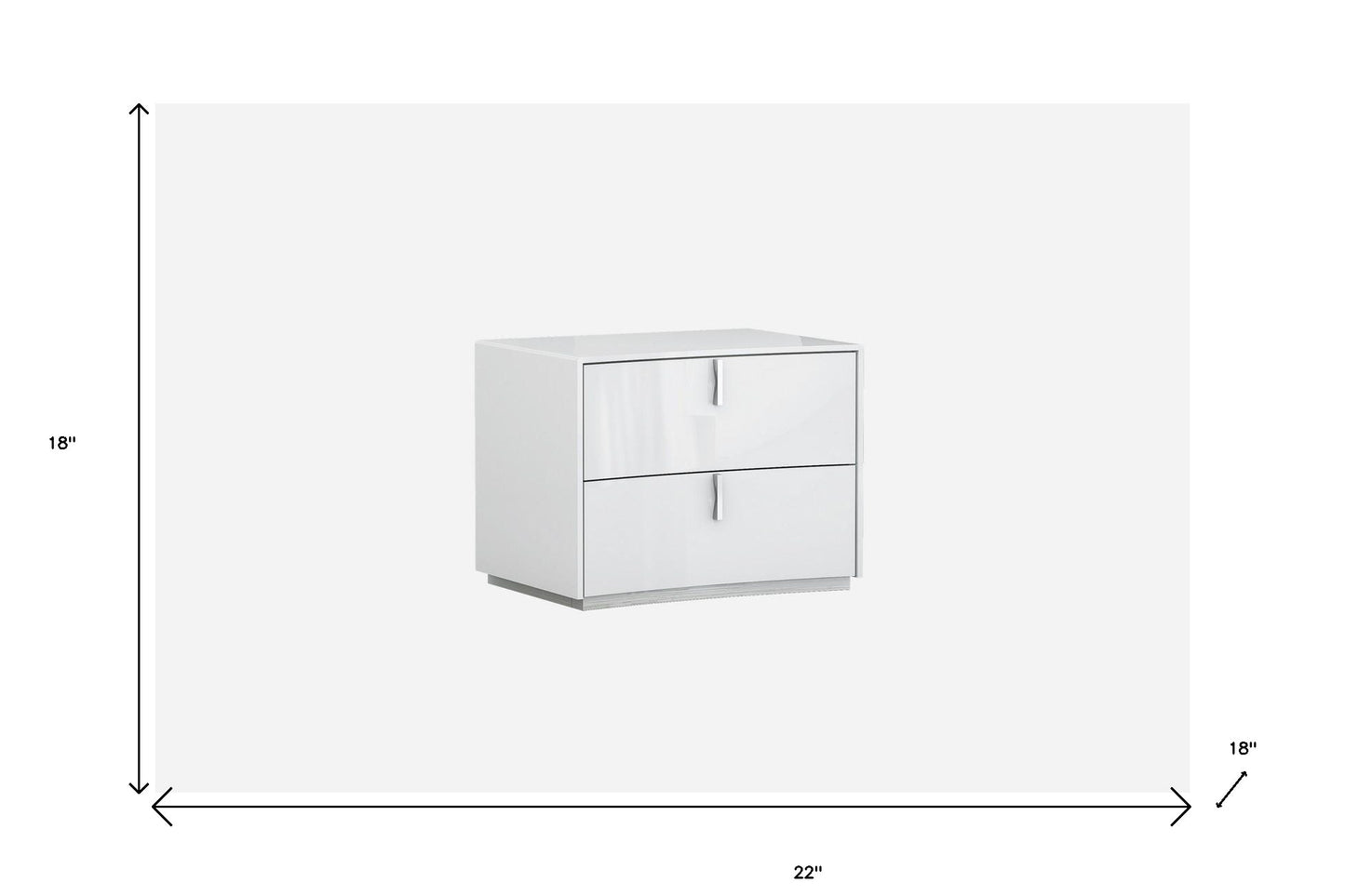 18" White Two Drawers Manufactured Wood Nightstand