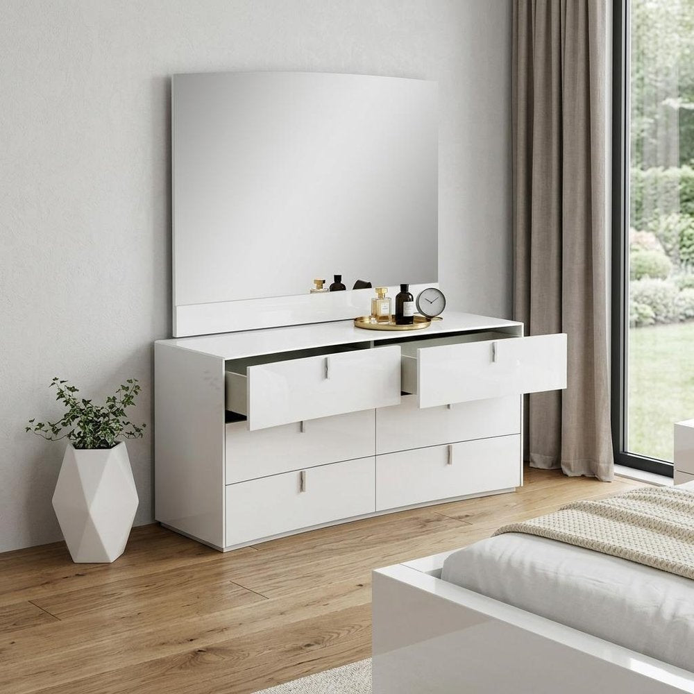62" White Wood Six Drawer
