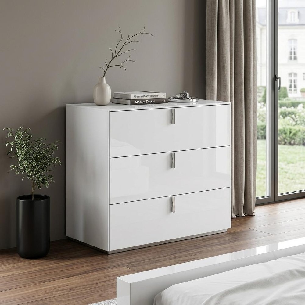 62" White Wood Six Drawer Double Dresser
