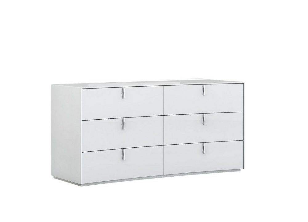 62" White Wood Six Drawer