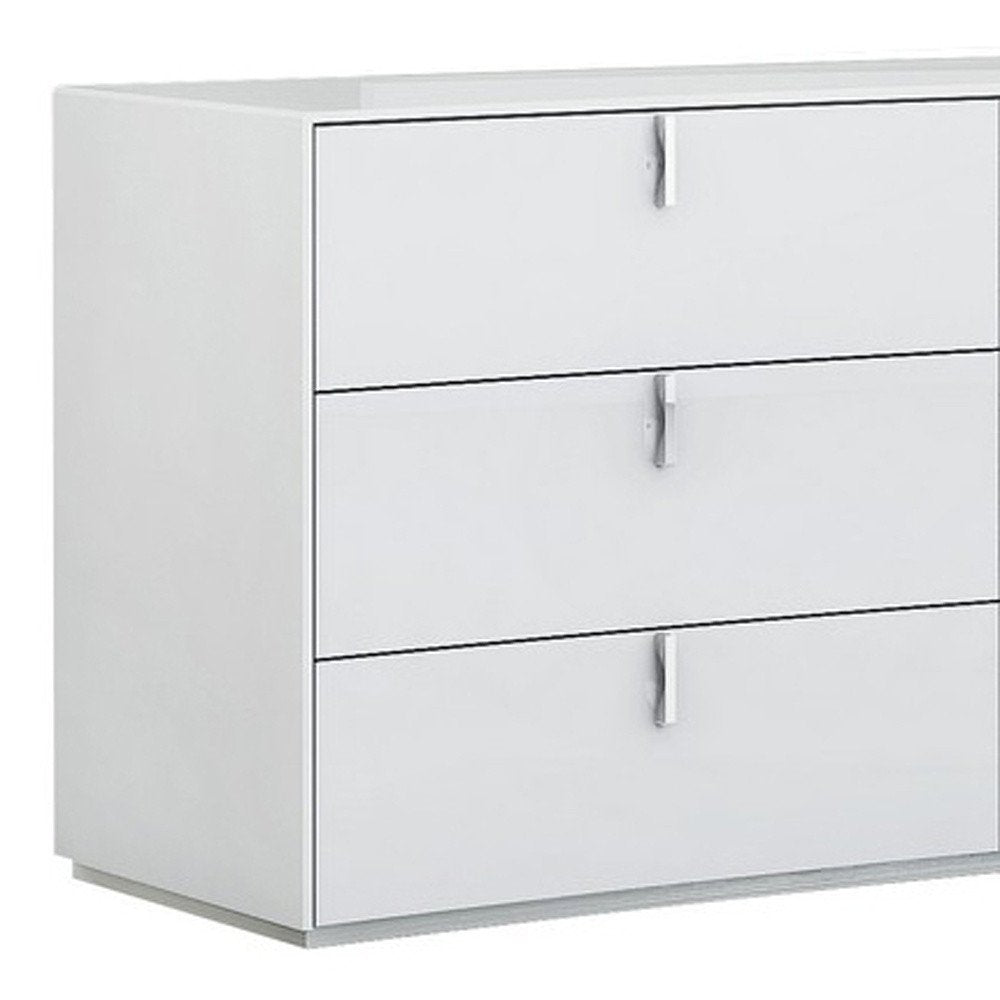62" White Wood Six Drawer