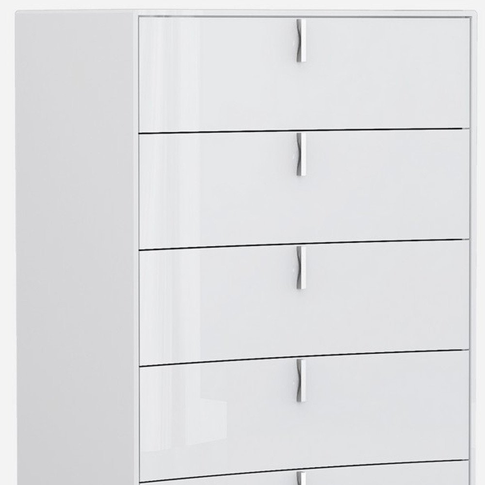 31" White Wood Five Drawer Dresser